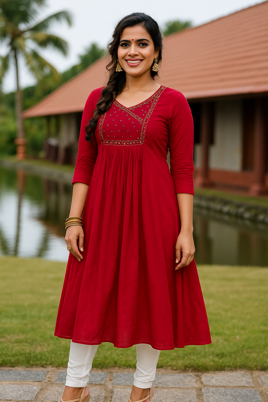 Red Georgette Partywear Top - Elegant Party Wear
