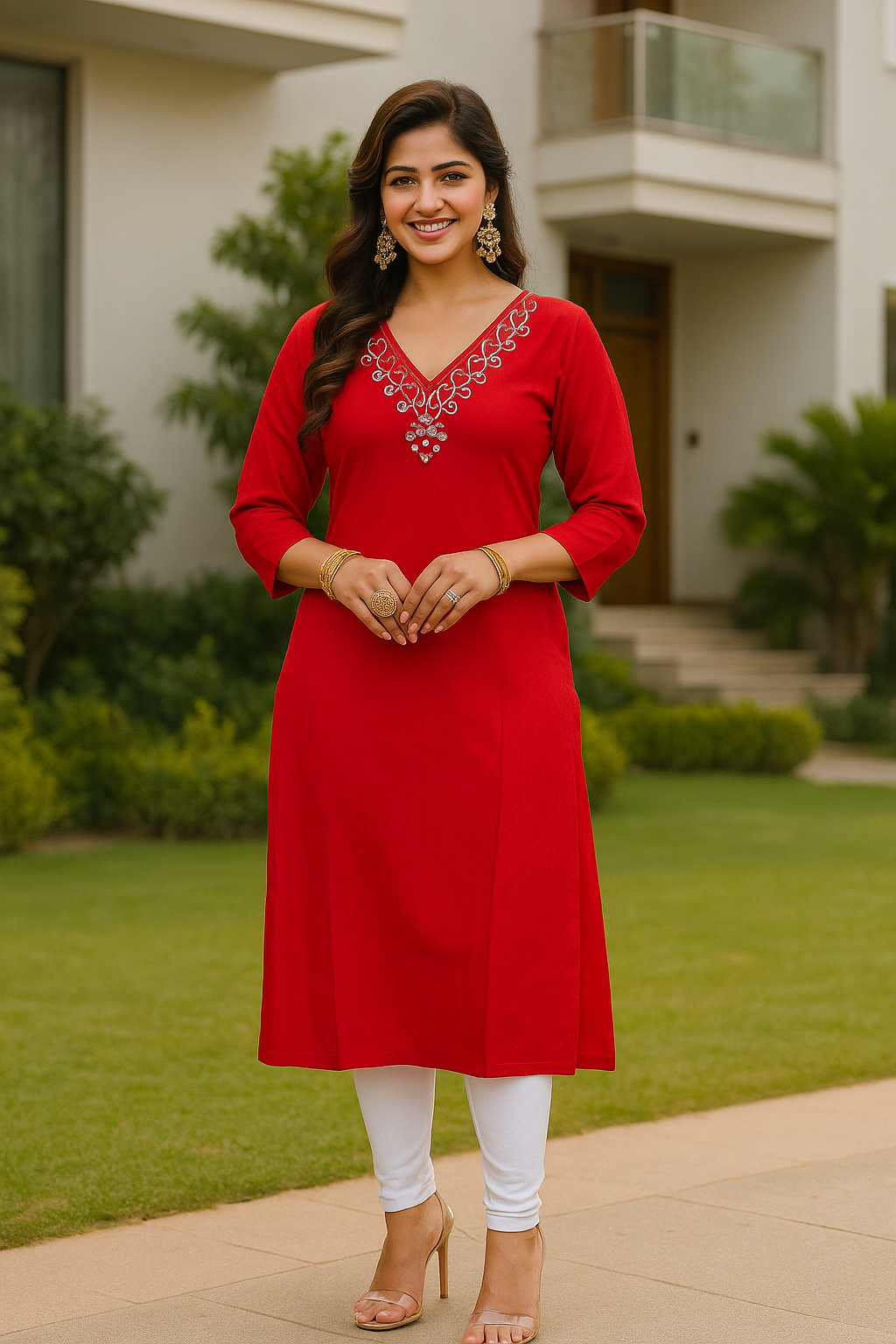 Elegant Plain Top with Glass Embellishments