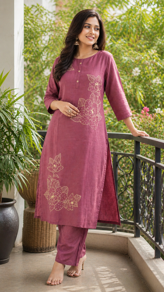 Cotton Cord Set With Embroidery Work