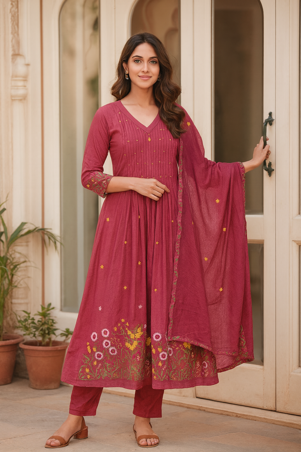 Elegant Mul-Cotton Ethnic Suit Set