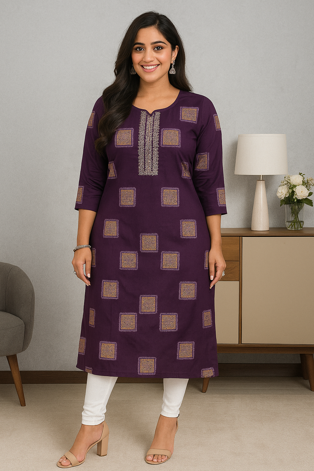 Long Top with Printed Design