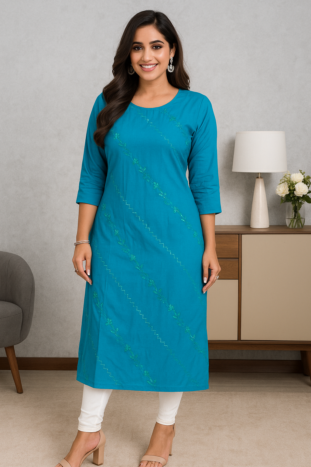 Rayon Long Top with Sequence Work