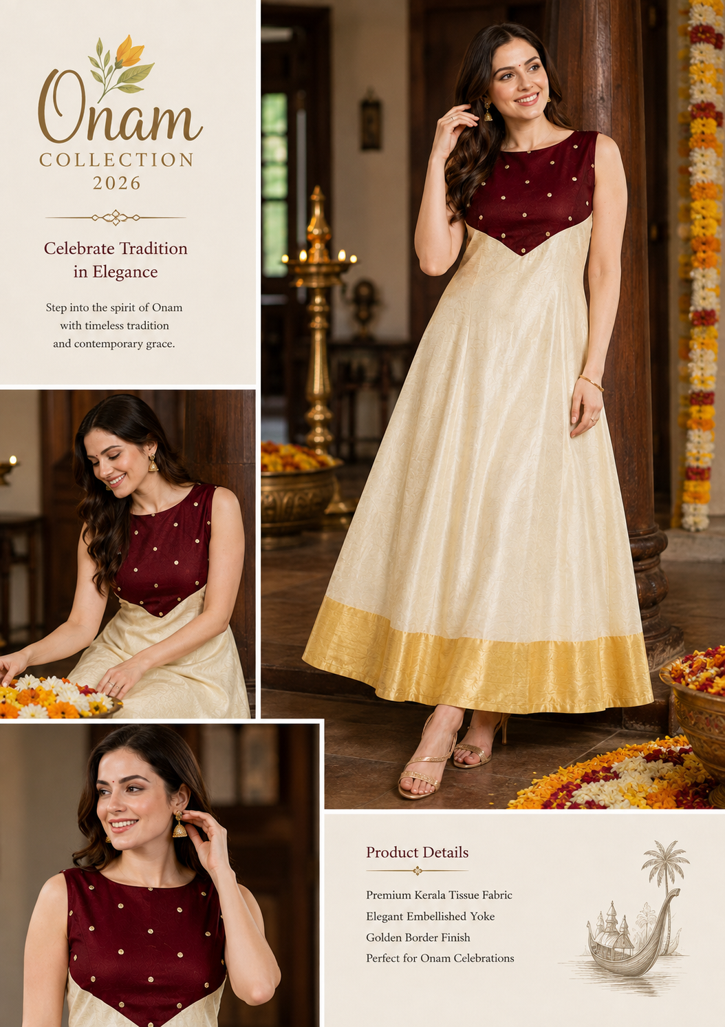Festival Traditional Tissue Ankle Length Frock