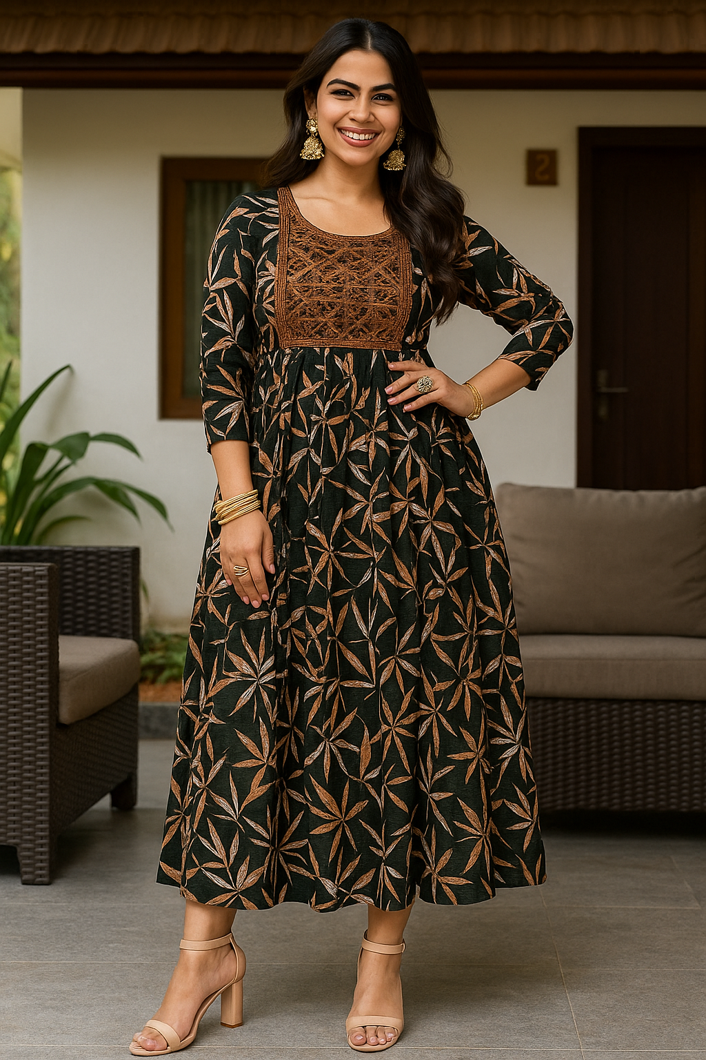 Cotton Rayon A-line Kurti Top