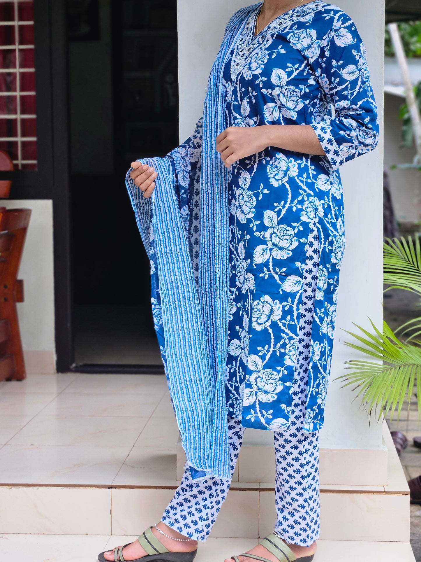 Cotton Printed Churidar with Printed Dupatta Set