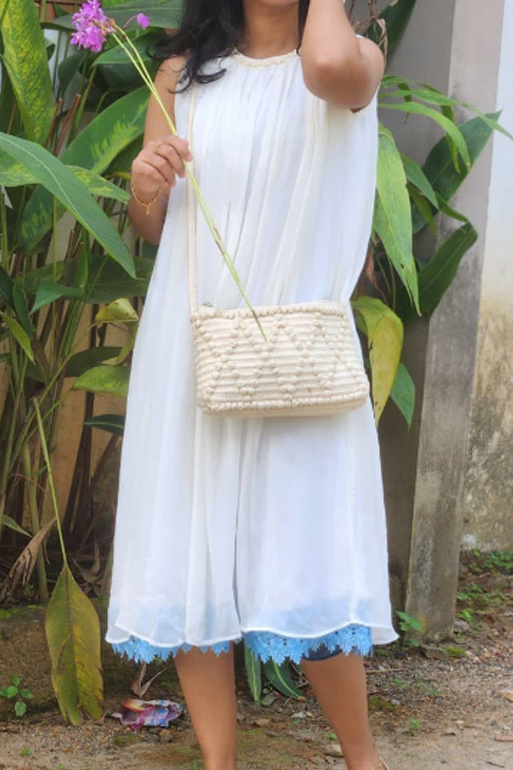 High-Neck Flared Dress