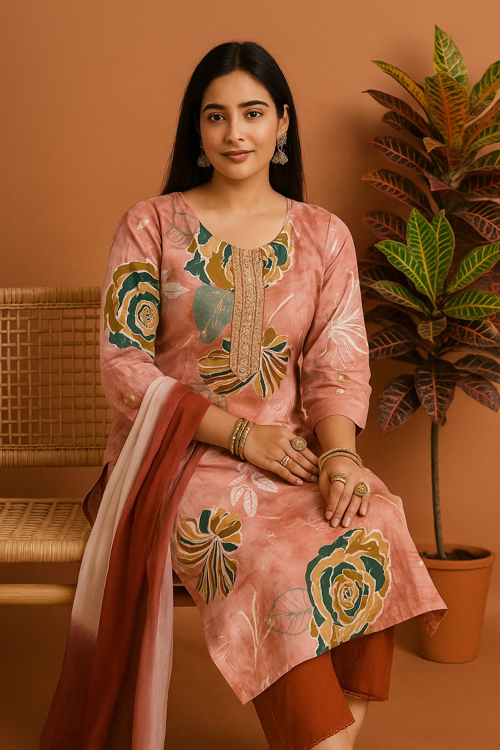 Premium Cotton Churidar Set with Digital Print