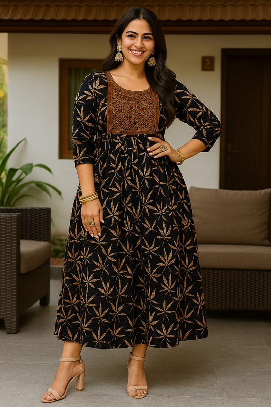 Cotton Rayon A-line Kurti Top