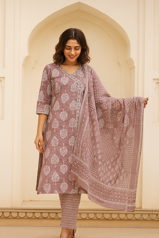 Cotton Printed Churidar with Printed Dupatta Set