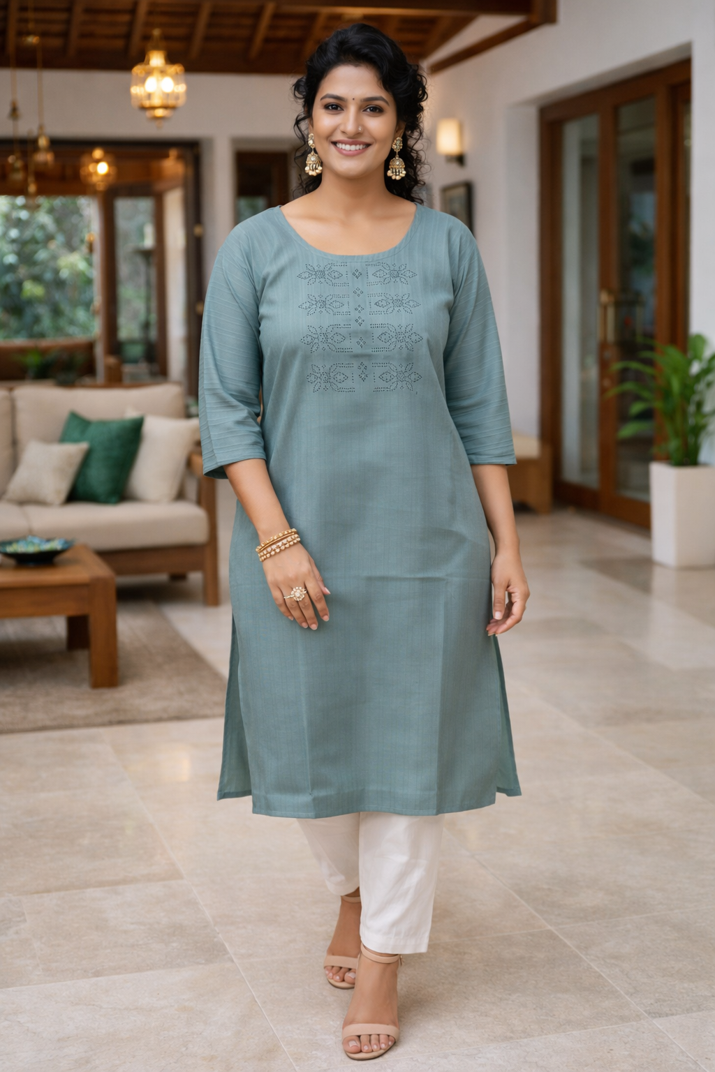 Side Open Top in Popcorn Fabric