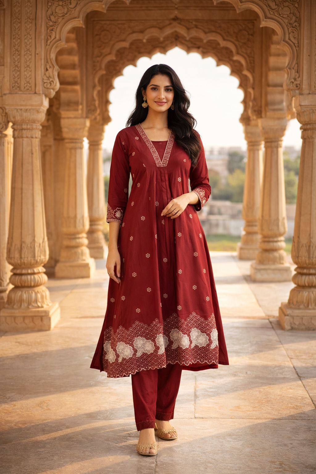 Embroidered Anarkali Set