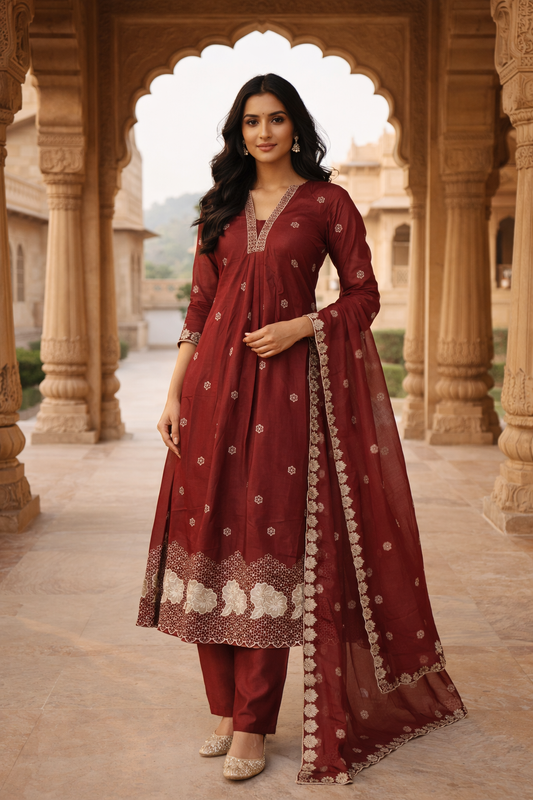 Embroidered Anarkali Set