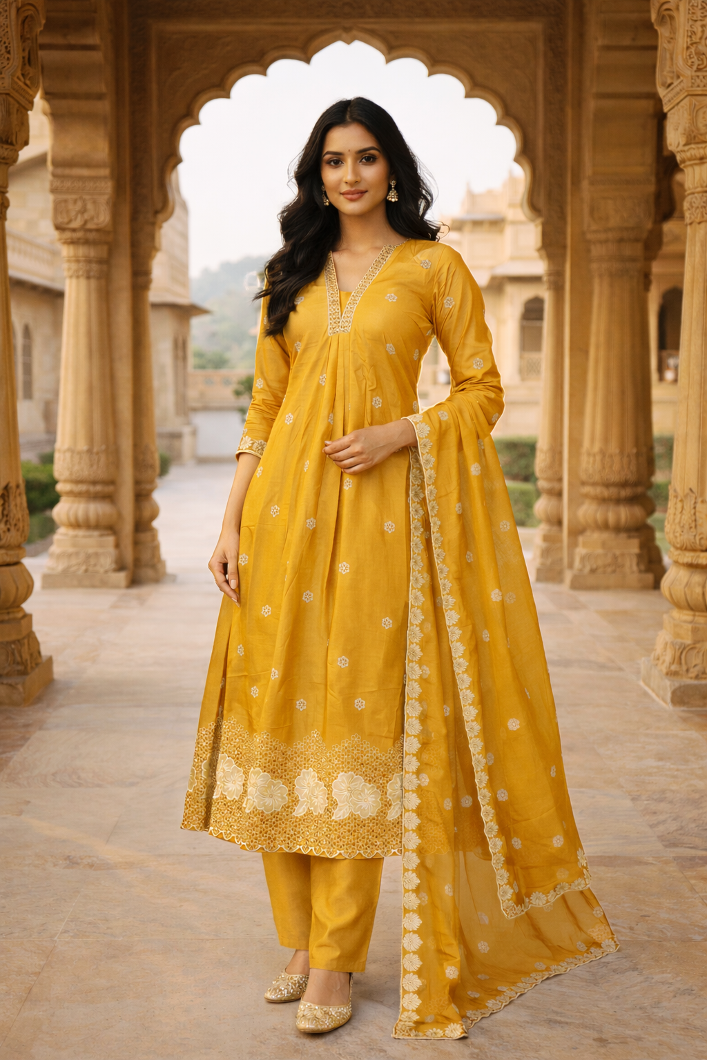 Embroidered Anarkali Set