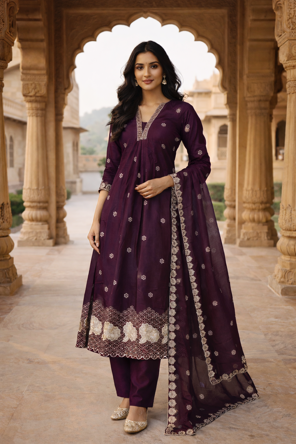 Embroidered Anarkali Set