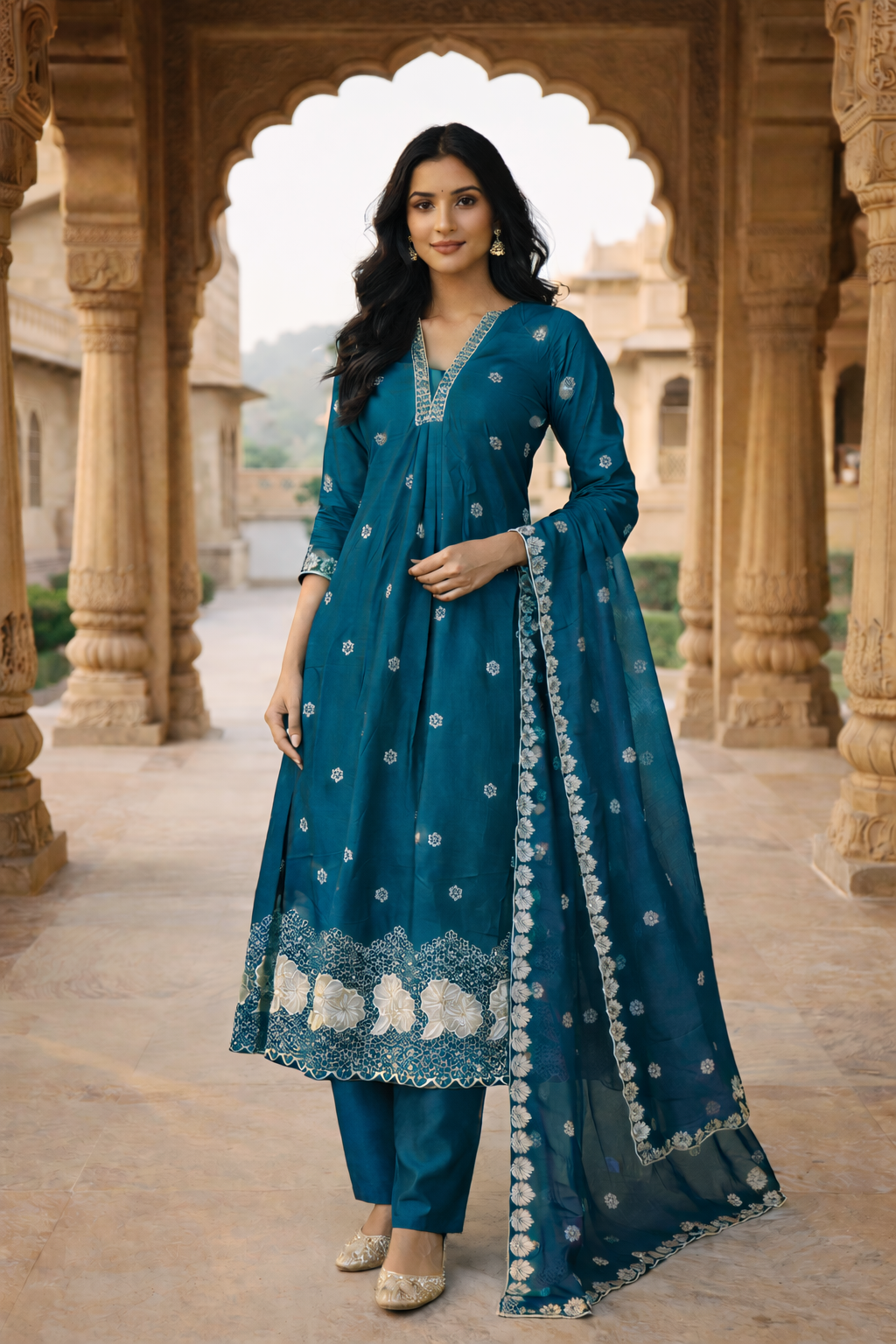 Embroidered Anarkali Set