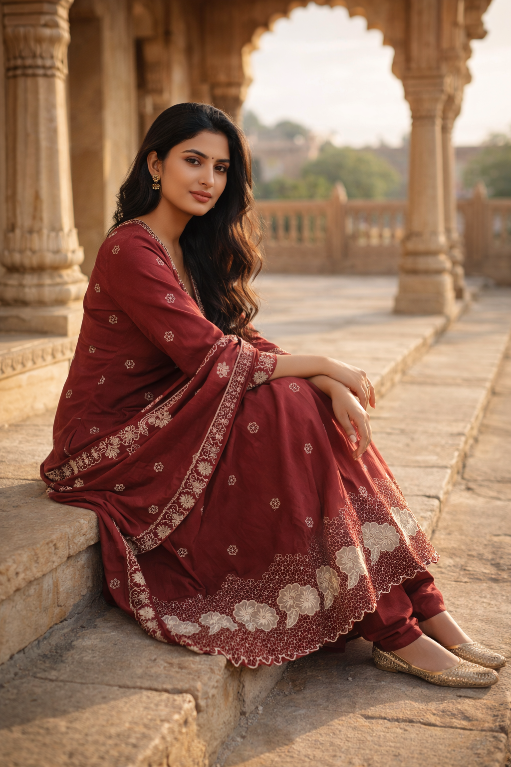Embroidered Anarkali Set