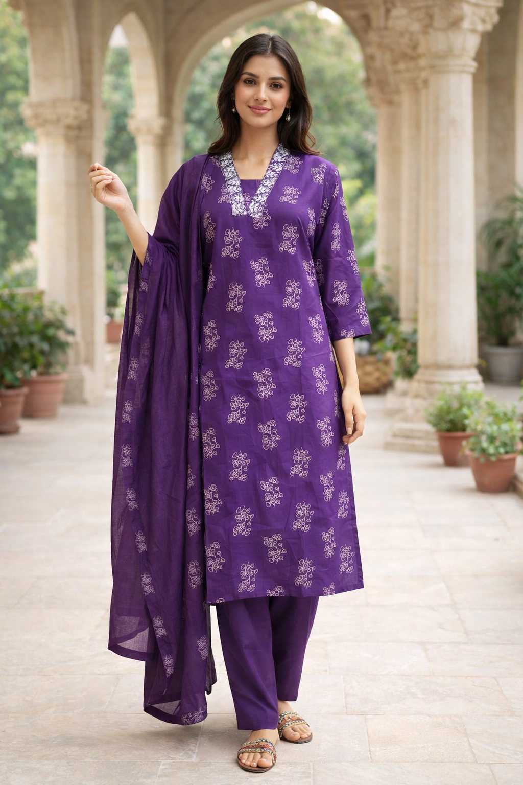 Cotton Silk Mix Churidar Set