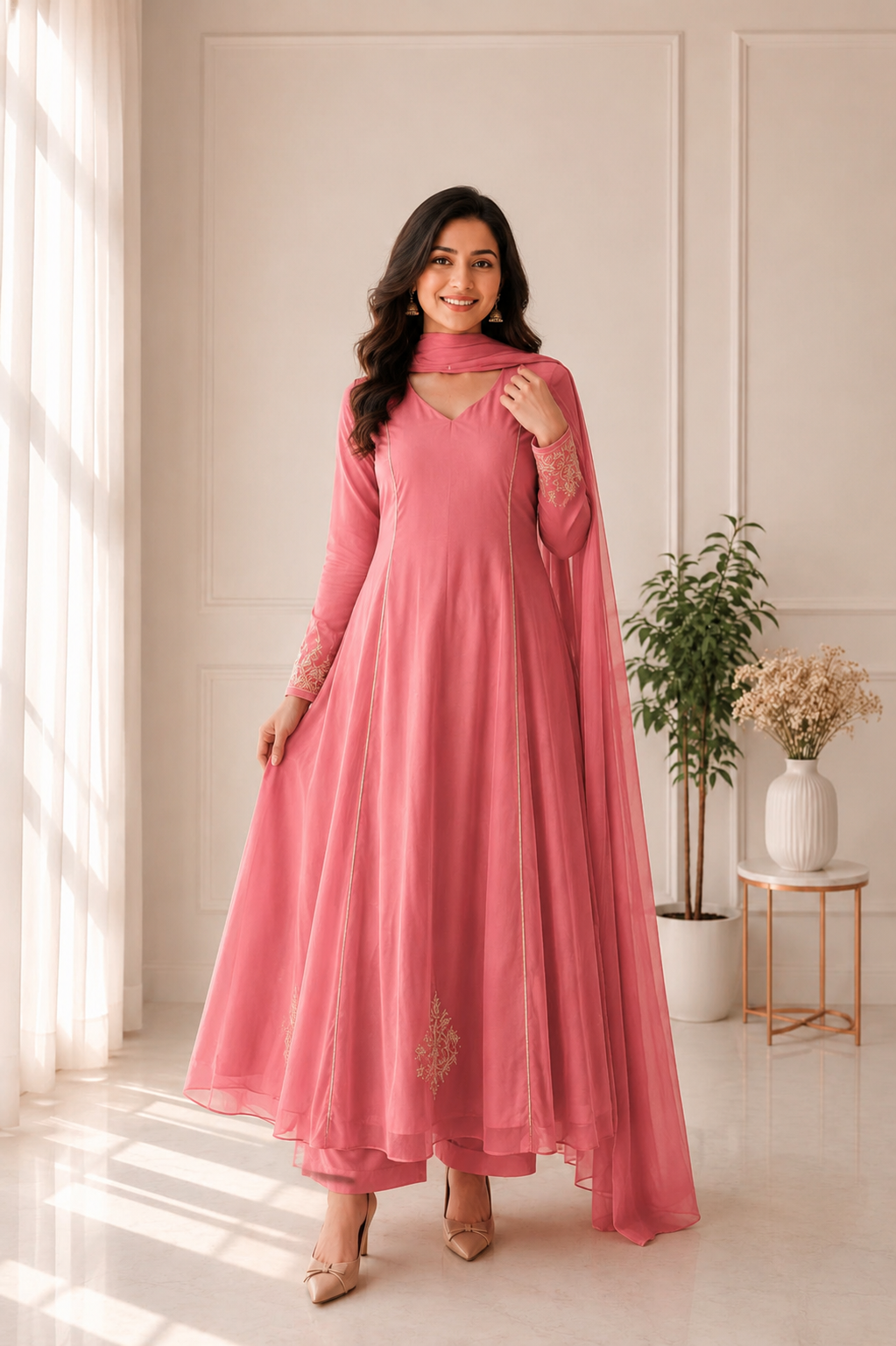 Slavar Suit – Mall-Chanderi with Handwork