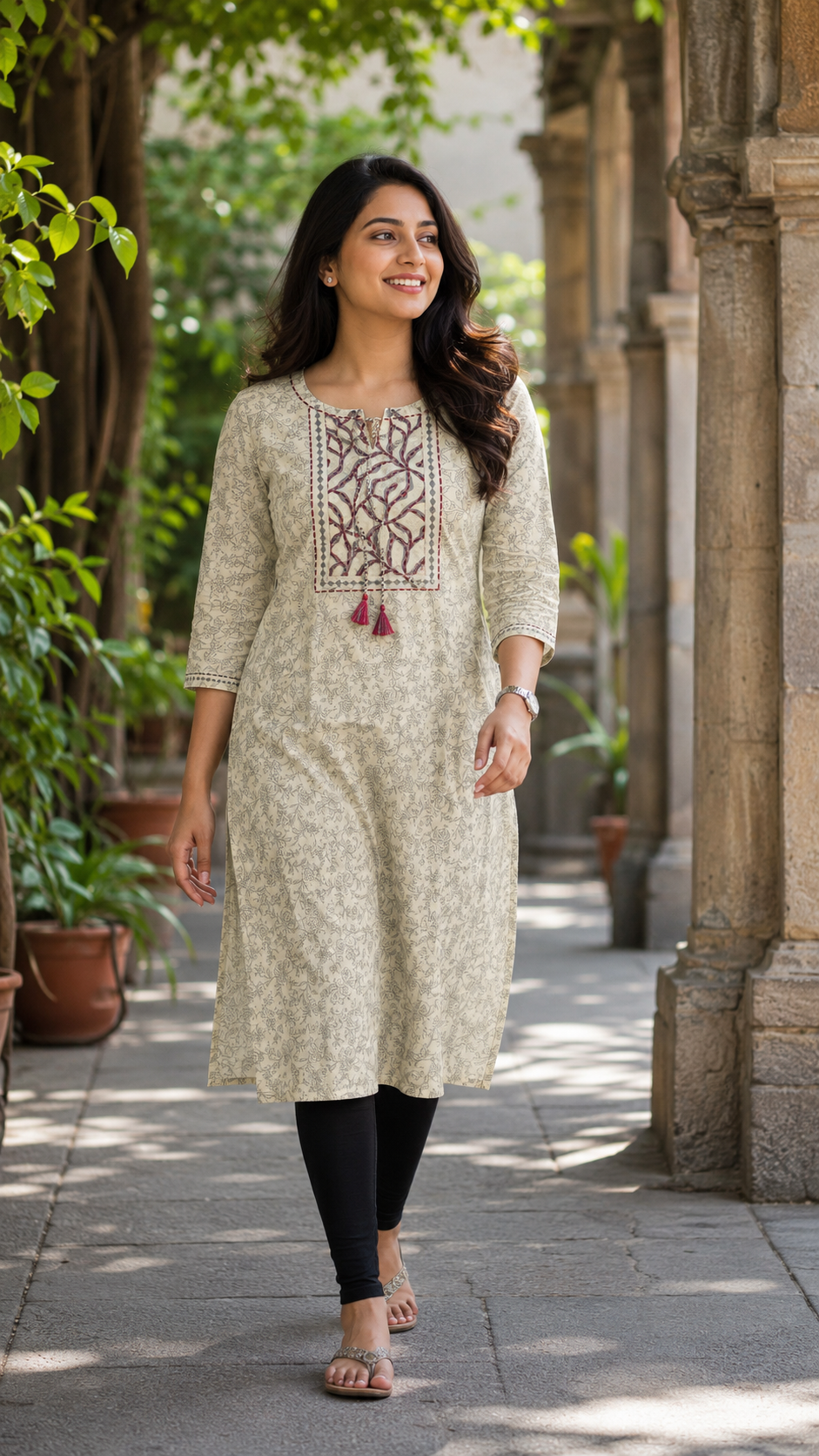 Jute-Cotton Fabric Printed Kurti