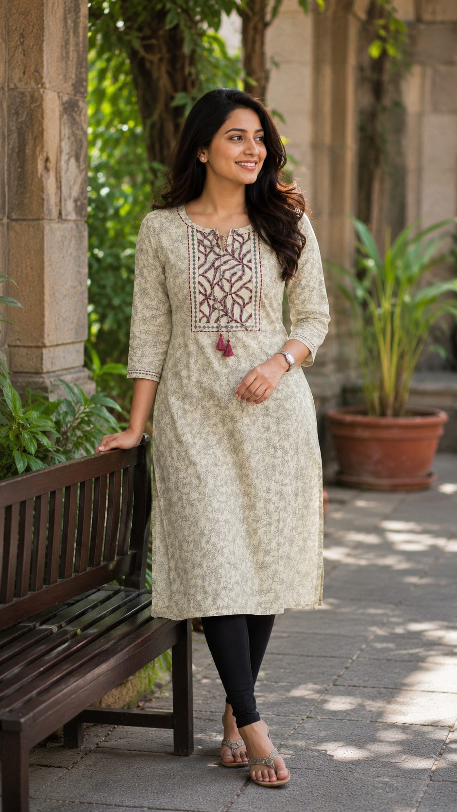 Jute-Cotton Fabric Printed Kurti