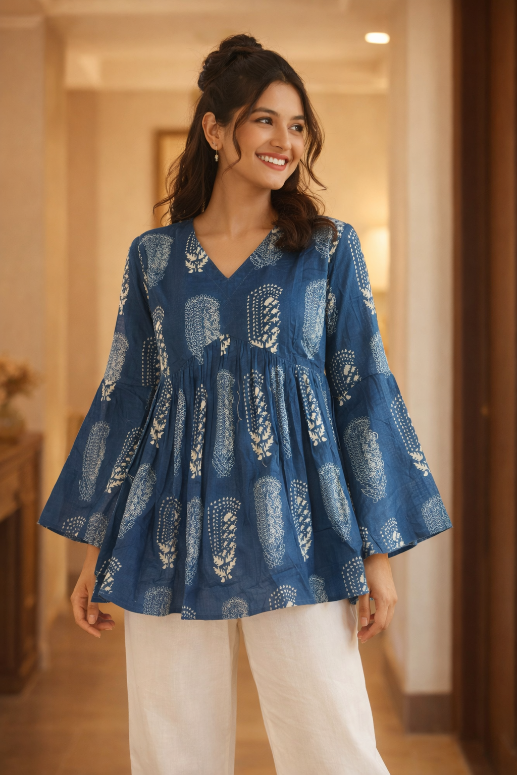 Cotton Flared Short Top