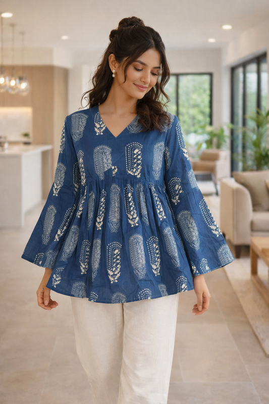Cotton Flared Short Top
