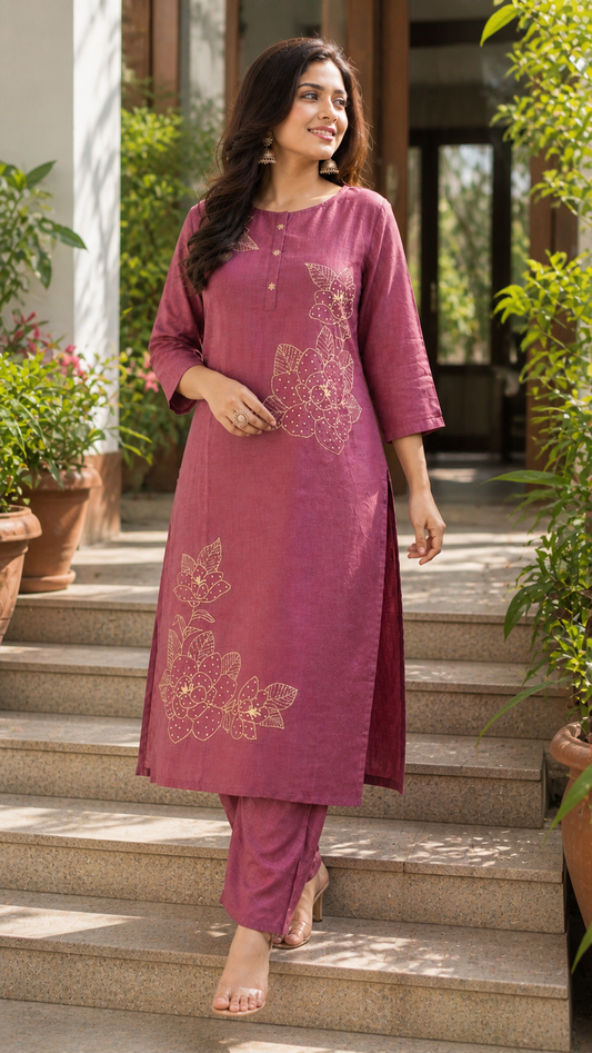 Cotton Cord Set With Embroidery Work