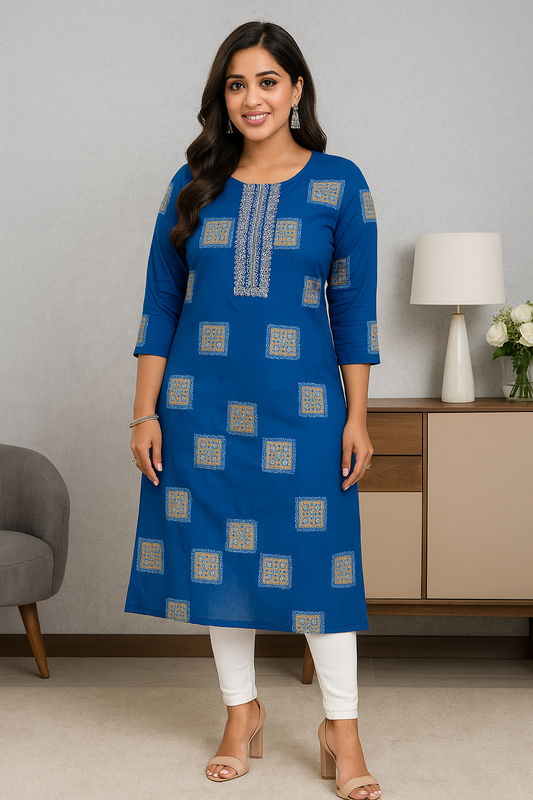 Long Top with Printed Design