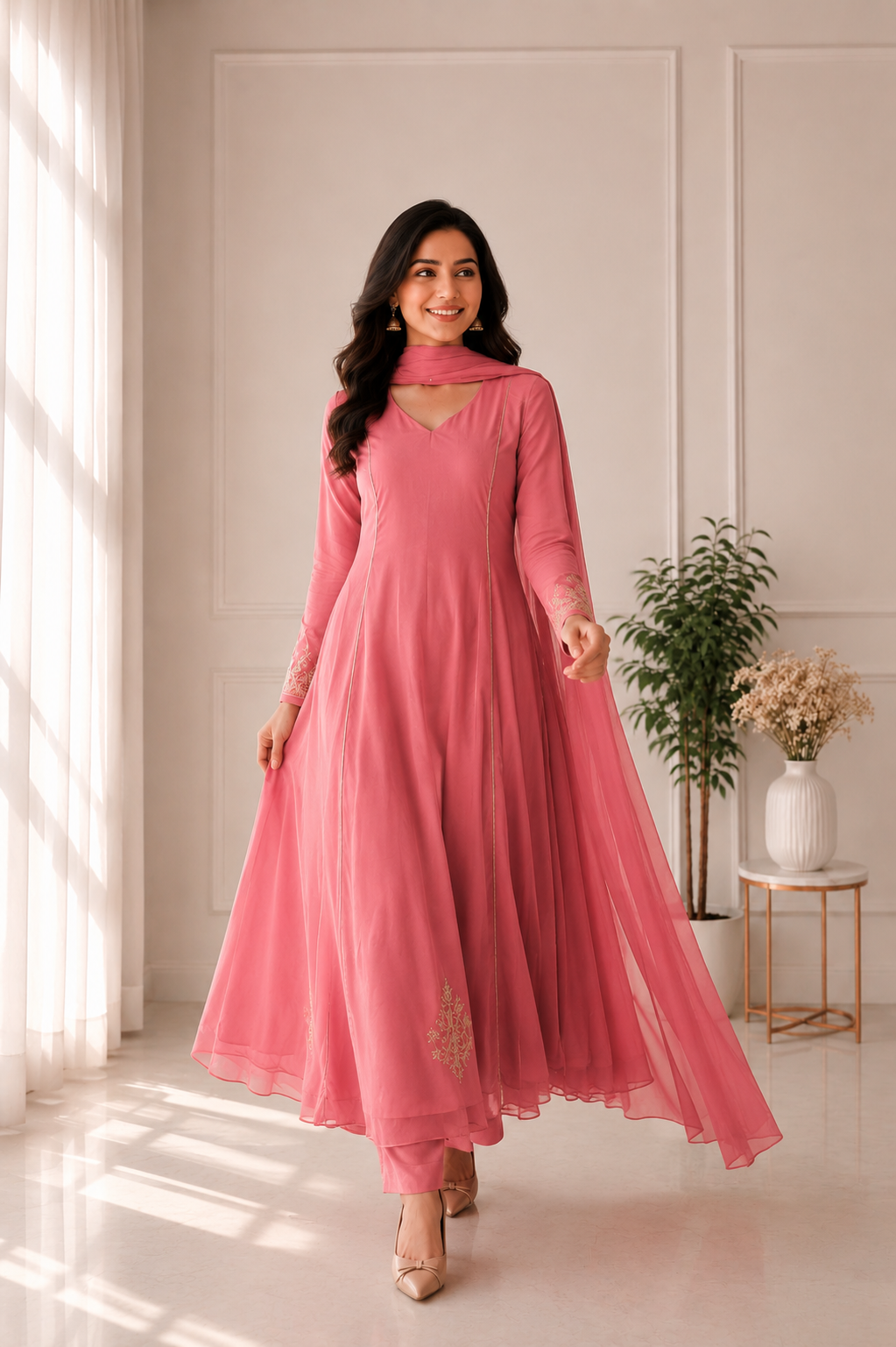 Slavar Suit – Mall-Chanderi with Handwork