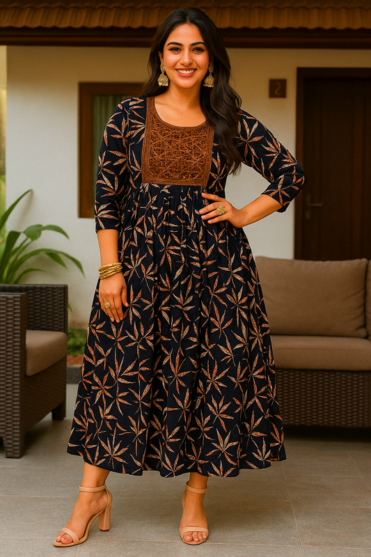 Cotton Rayon A-line Kurti Top