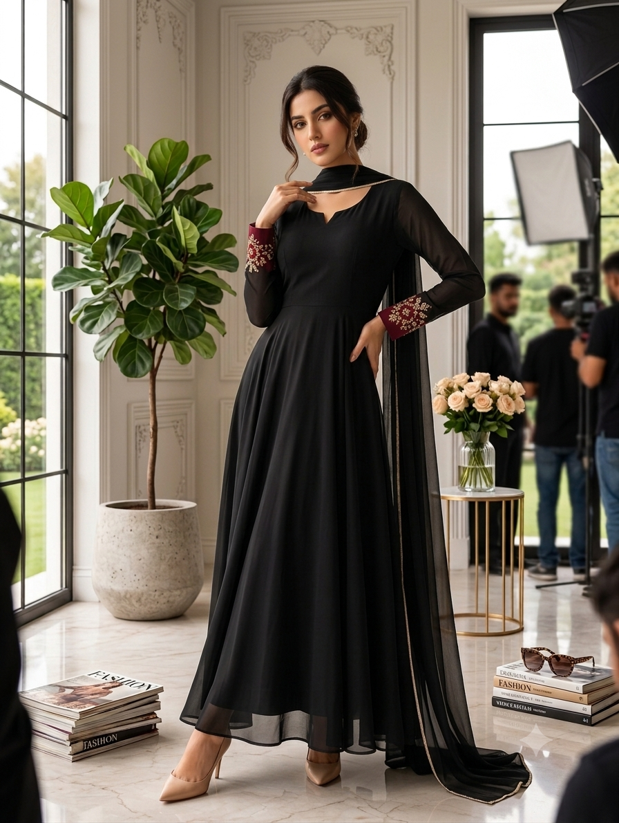Premium Black Anarkali suit
