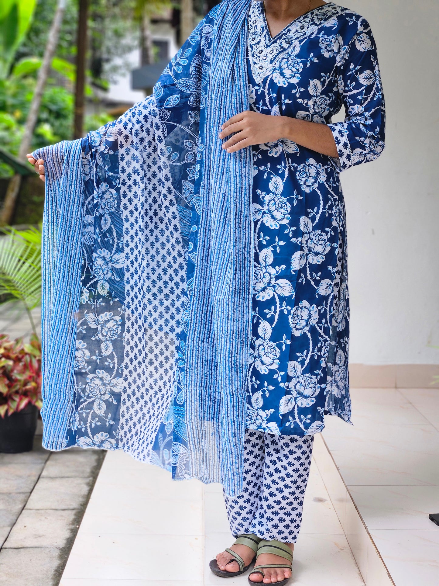Cotton Printed Churidar with Printed Dupatta Set