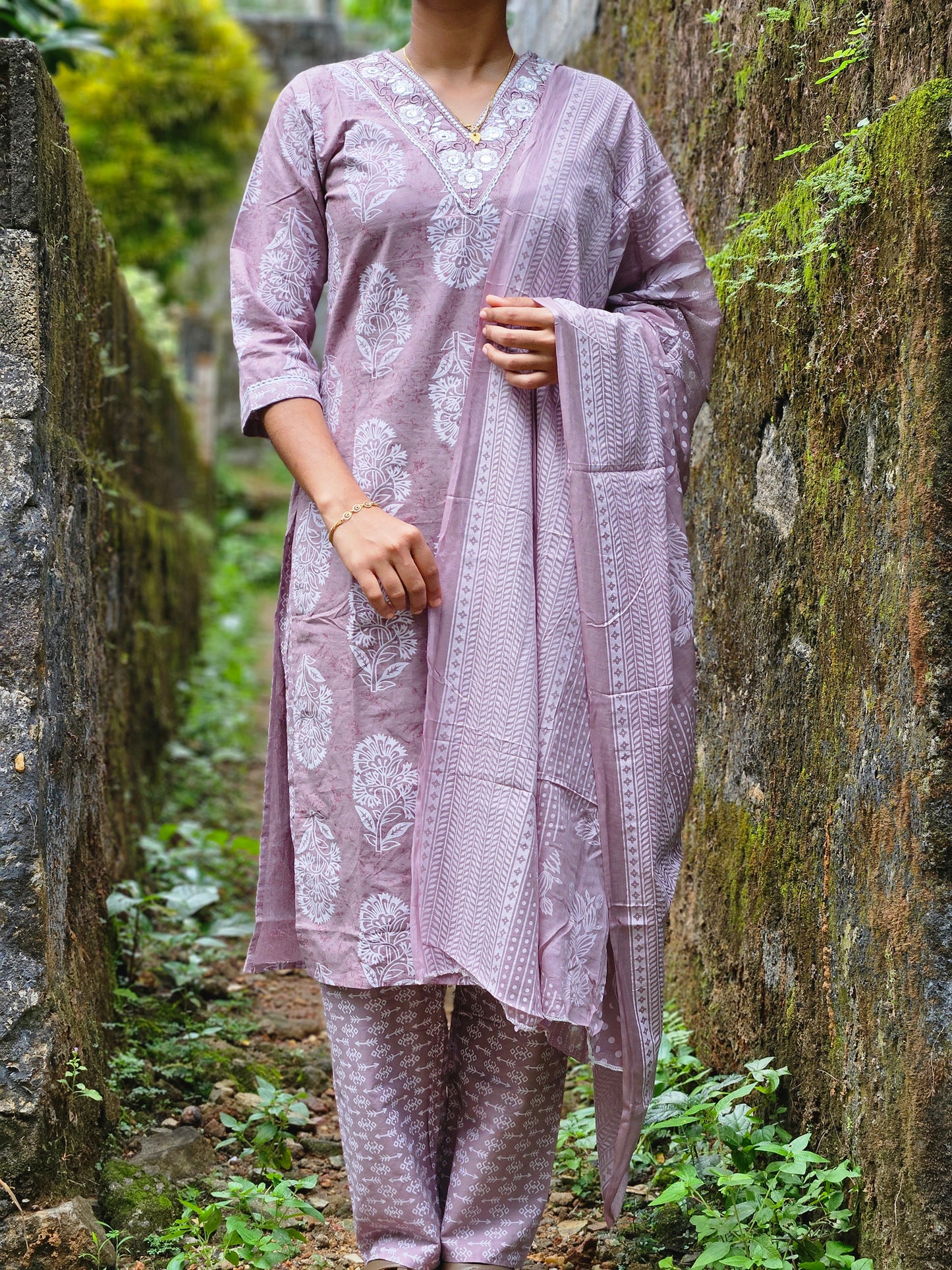 Cotton Printed Churidar with Printed Dupatta Set