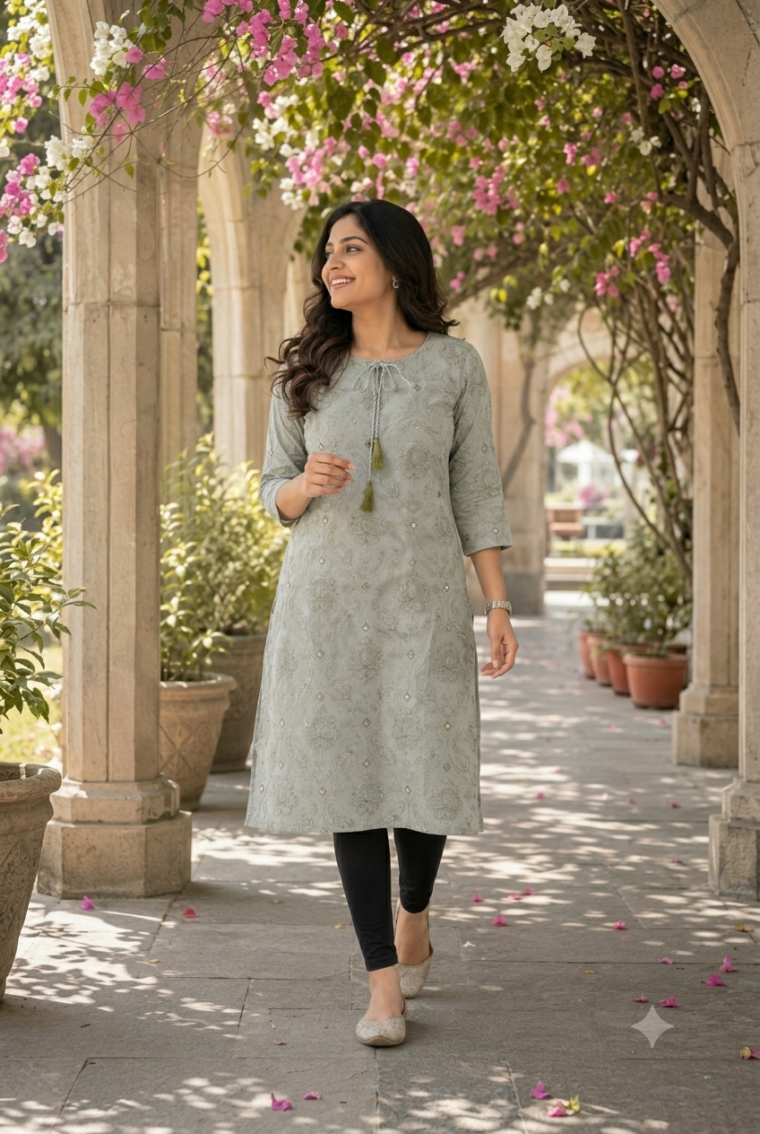 Kurti with Embroidery Design