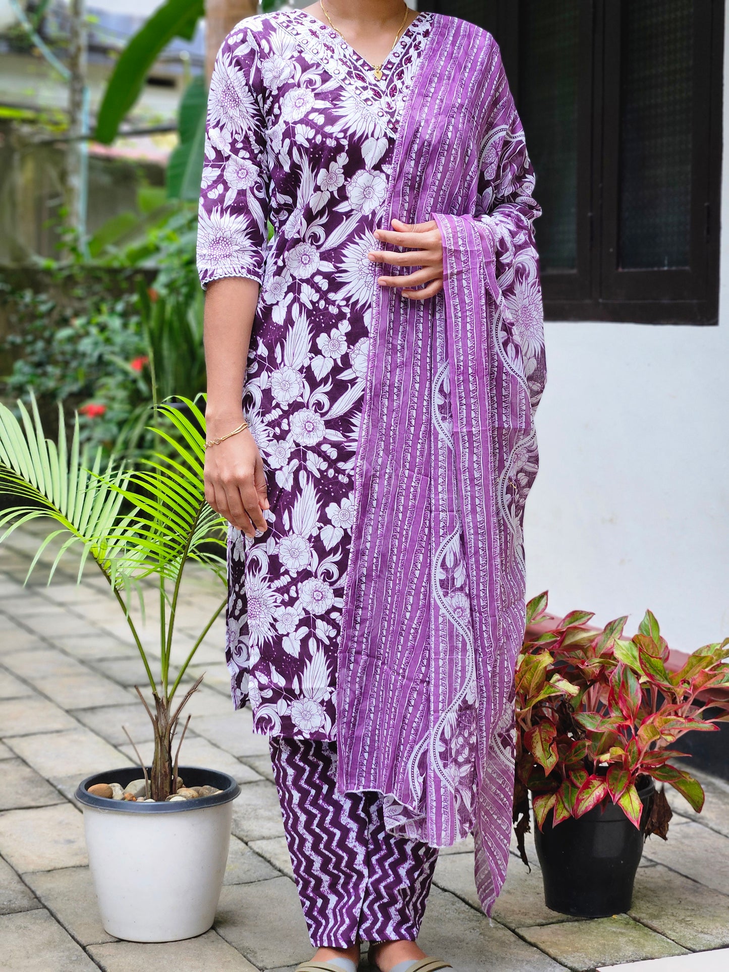 Cotton Printed Churidar with Printed Dupatta Set