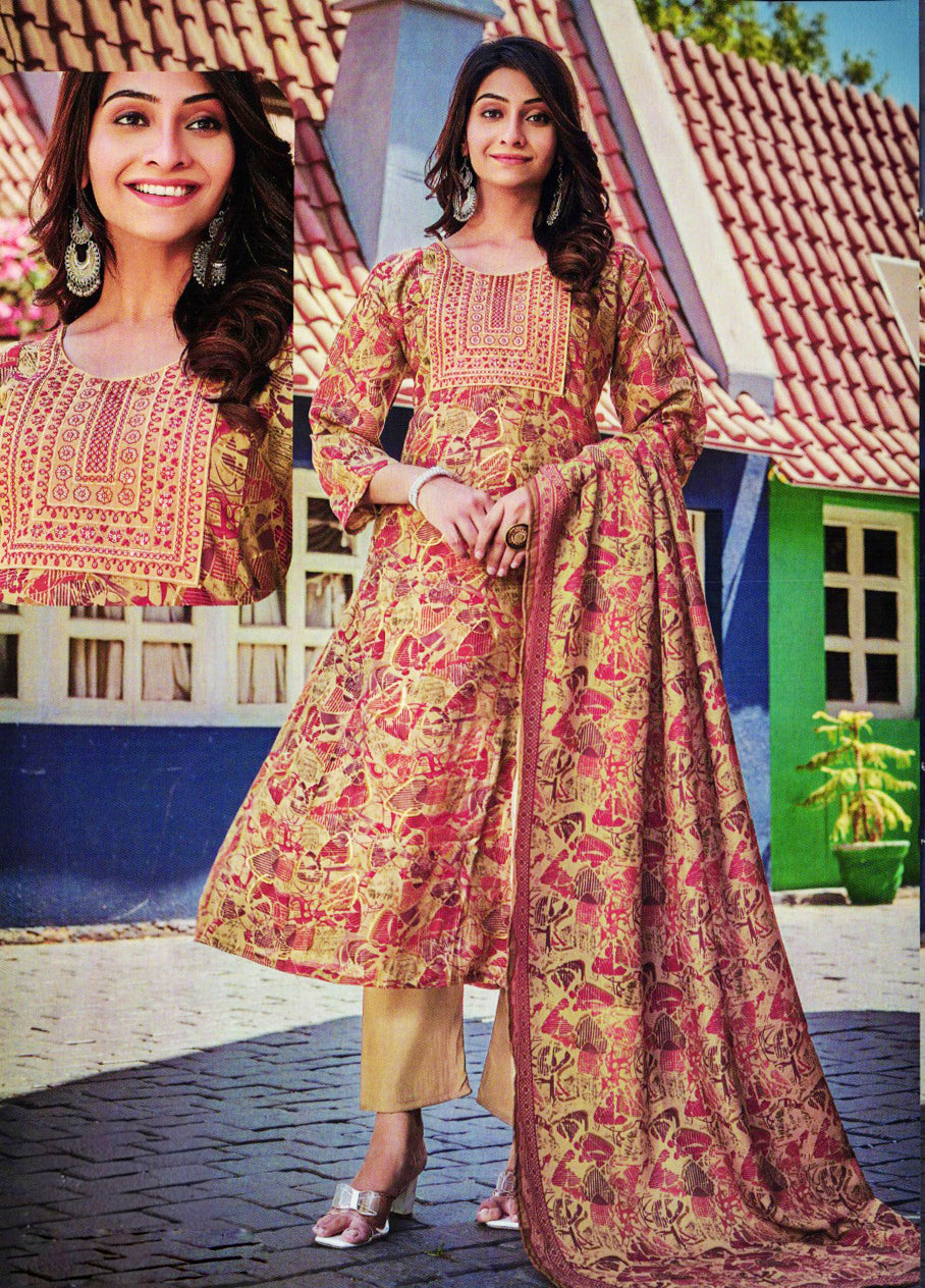 Maslin Fabric Umbrella Cut Churidar