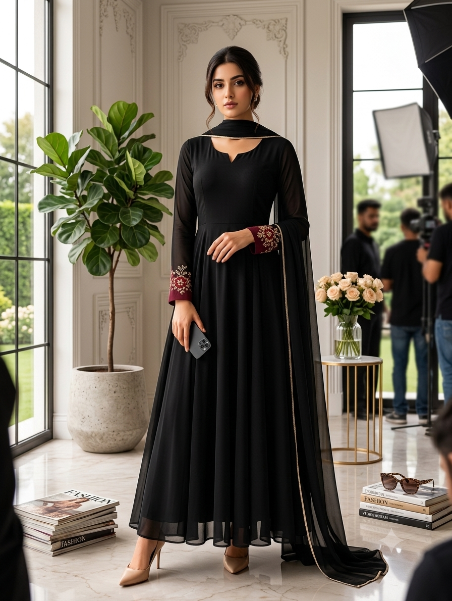 Premium Black Anarkali suit
