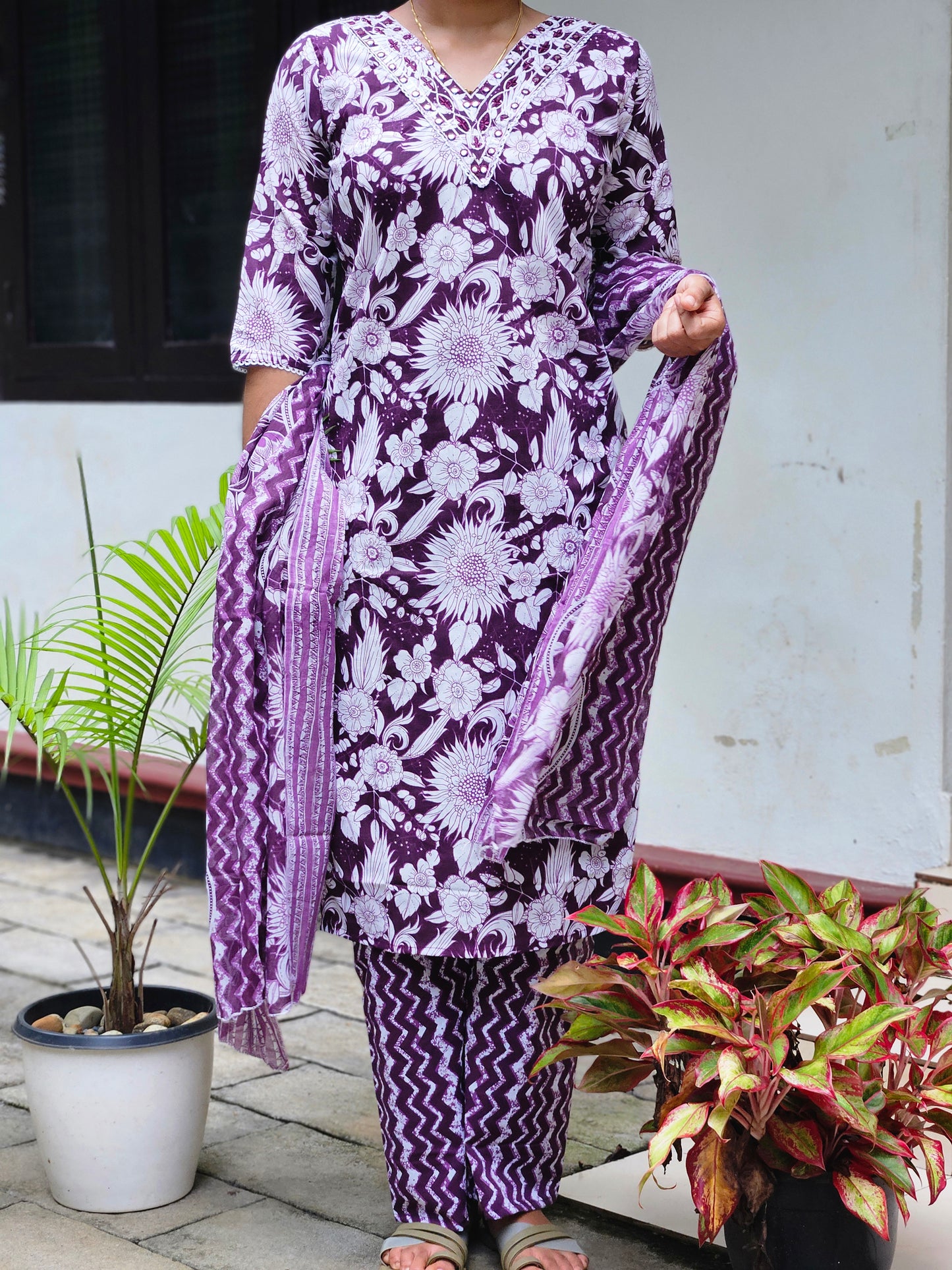 Cotton Printed Churidar with Printed Dupatta Set